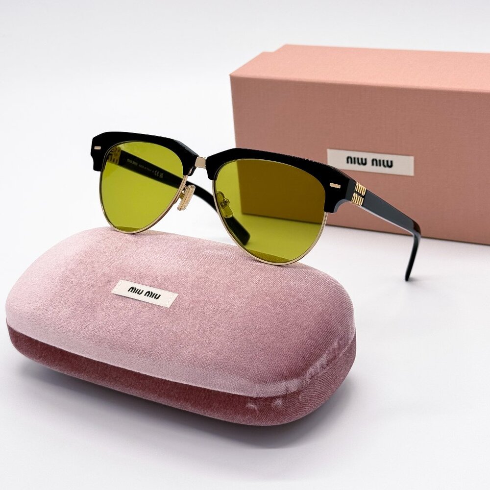 NEW MIU MIU SMU 09Z 1AB07O BLACK GREEN WOMEN SUNGLASSES MU09ZS 1AB07O MIU MIU